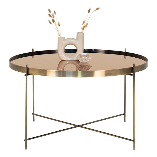 Venezia Brass Glass and Metal Round Large Coffee Table