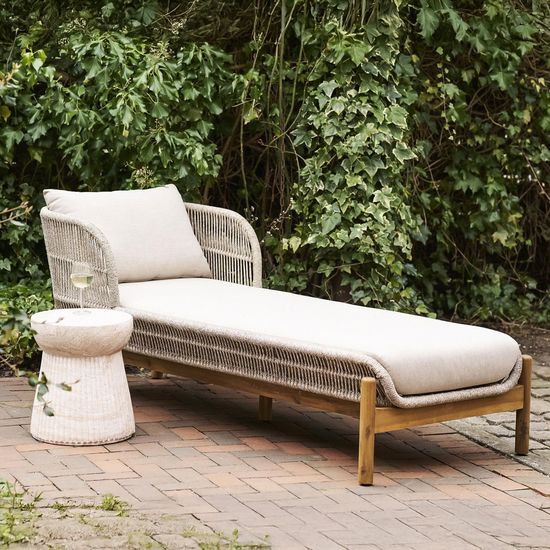Terracina Beige Rope Garden Sun Lounger