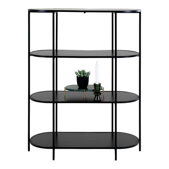 Vita Black Melamine Curved Open Shelving Unit
