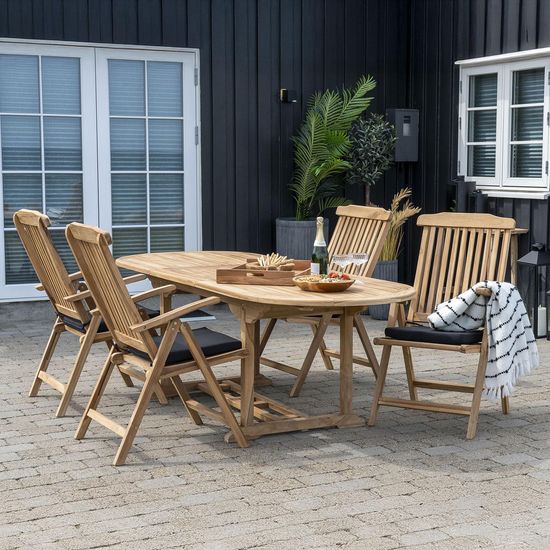 Salamanca Teak Wood 6-10 Seater Oval Extending Garden Dining Table - 180cm-240cm
