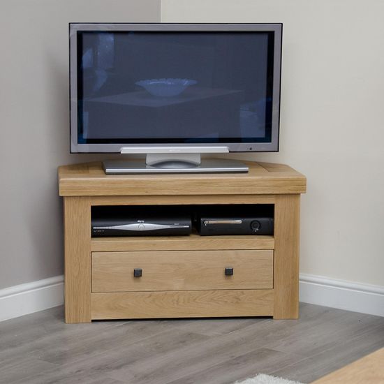 Chunky Oak Corner TV Unit