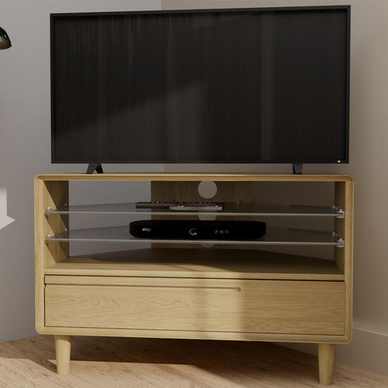 Danish Oak Corner TV Unit