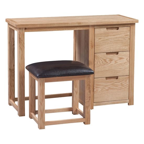 Berkeley Oak Single Pedestal Dressing Table with Stool
