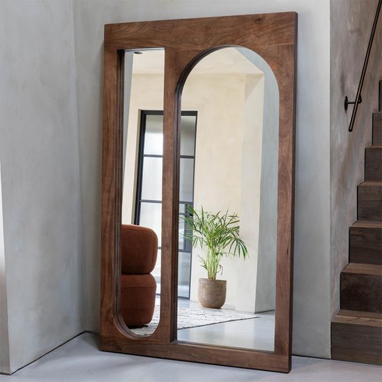 Libra Monterey Dark Wood Floor Standing Mirror