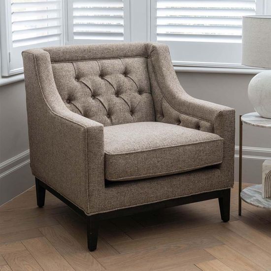 Libra Theodore Dark Taupe Buttoned Armchair