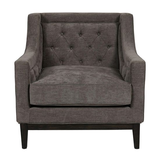 Libra Theodore Warm Grey Fabric Buttoned Armchair