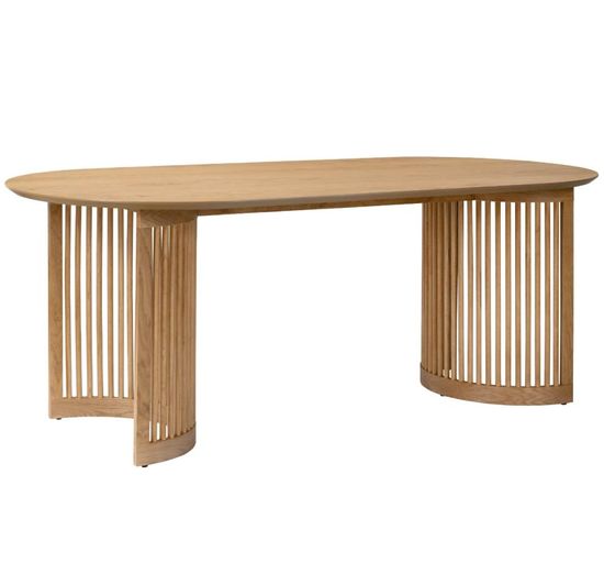 Soho Oak 8 Seater Oval Dining Table with Slatted Base - 200cm