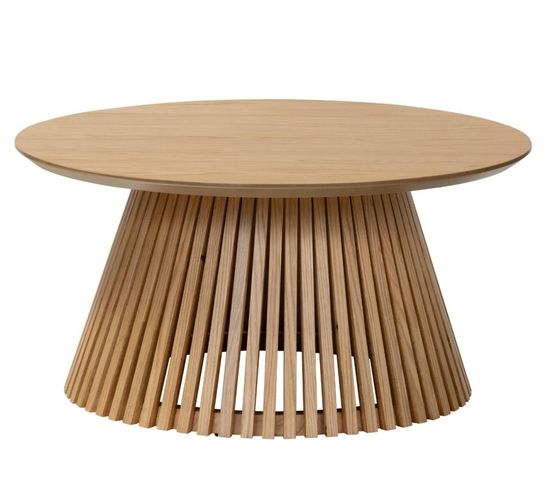 Soho Oak Round Coffee Table with Slatted Base