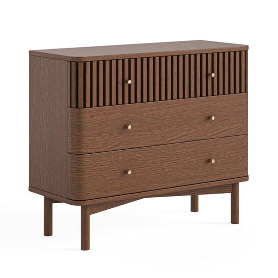 Soho Dark Oak 3 Drawer Slatted Chest