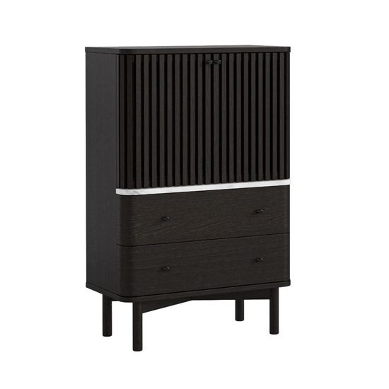Soho Black 2 Door Slatted Shoe Cabinet