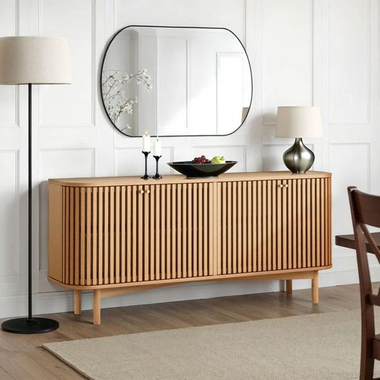 Soho Oak 4 Door Slatted Large Sideboard