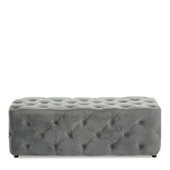 Alea Grey Velvet Fabric Hall Bench