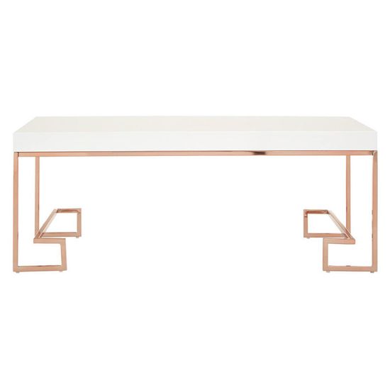 Allure White Gloss Coffee Table with Rose Gold Angled Legs