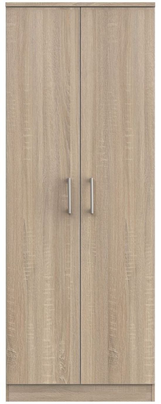 Devon Oak Effect 2 Door Plain Tall Wardrobe