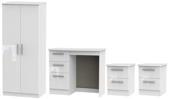Knightsbridge White 4 Piece Bedroom Set with 2 Door Wardrobe