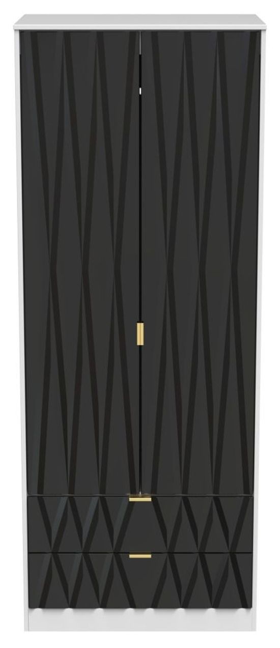 Diamond Black and White 2 Door 2 Drawer Tall Wardrobe