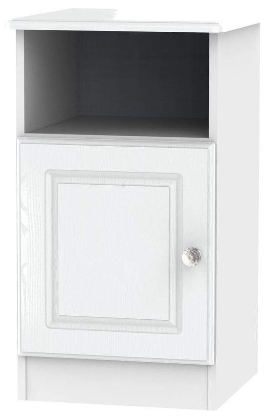 Crystal White 1 Door Bedside Cabinet