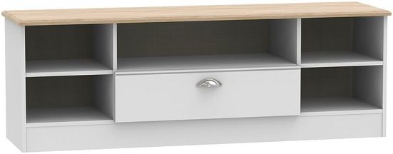 Victoria Grey and Riviera Oak 145cm Wide TV Unit 