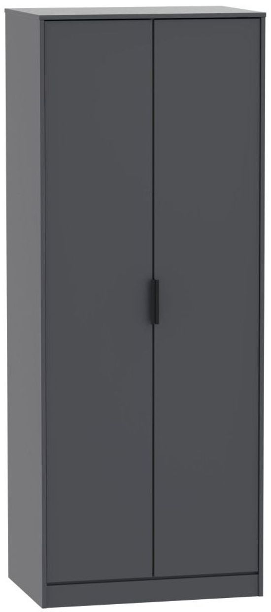 Hong Kong Graphite 2 Door Plain Tall Wardrobe