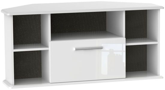 Knightsbridge White Gloss 115cm Corner TV Unit