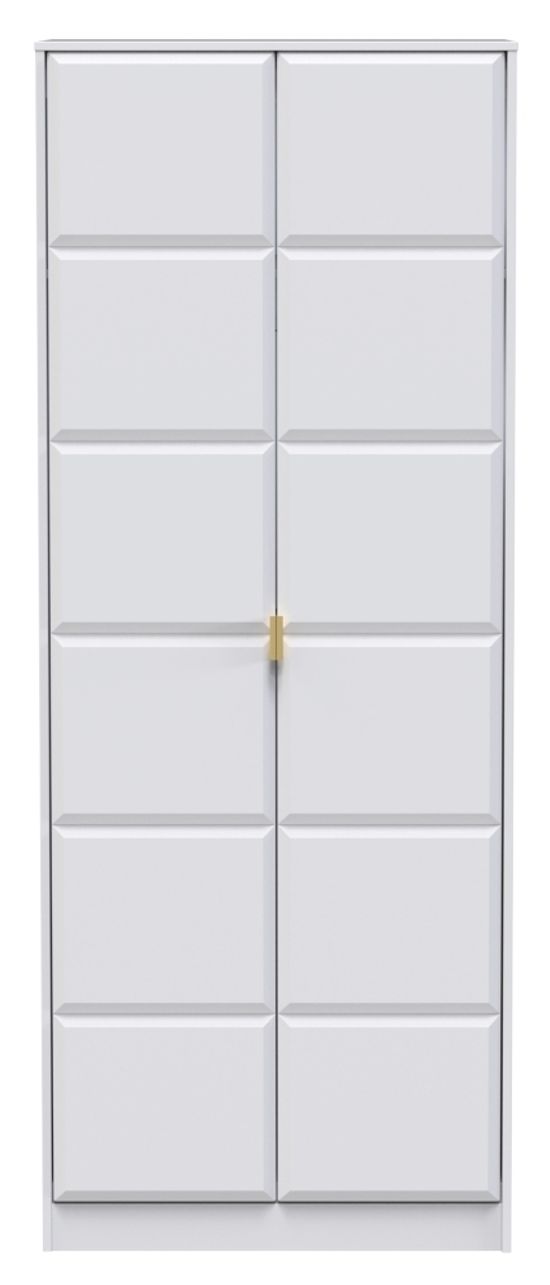 Cube White 2 Door Plain Tall Wardrobe