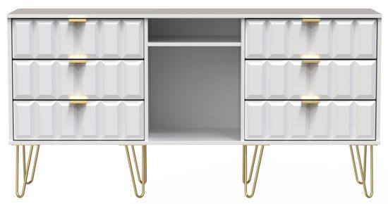 Cube White 150cm TV Unit with Hairpin Legs