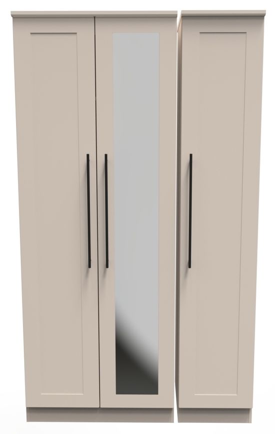 Beverley Cashmere 3 Door Tall Triple Wardrobe - 1 Mirror