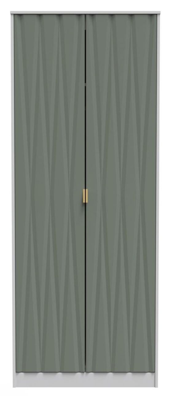 Las Vegas White and Green 2 Door Plain Tall Wardrobe