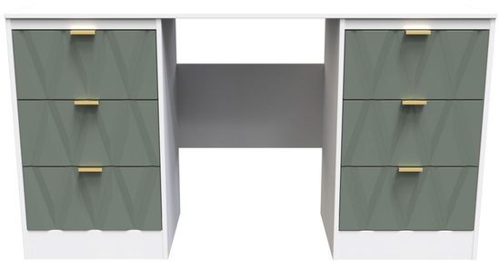 Las Vegas White and Green 6 Drawer Double Dressing Table