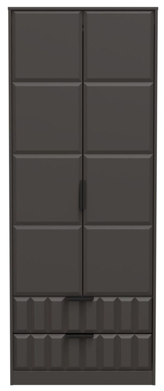 New York Graphite 2 Door 2 Drawer Tall Wardrobe