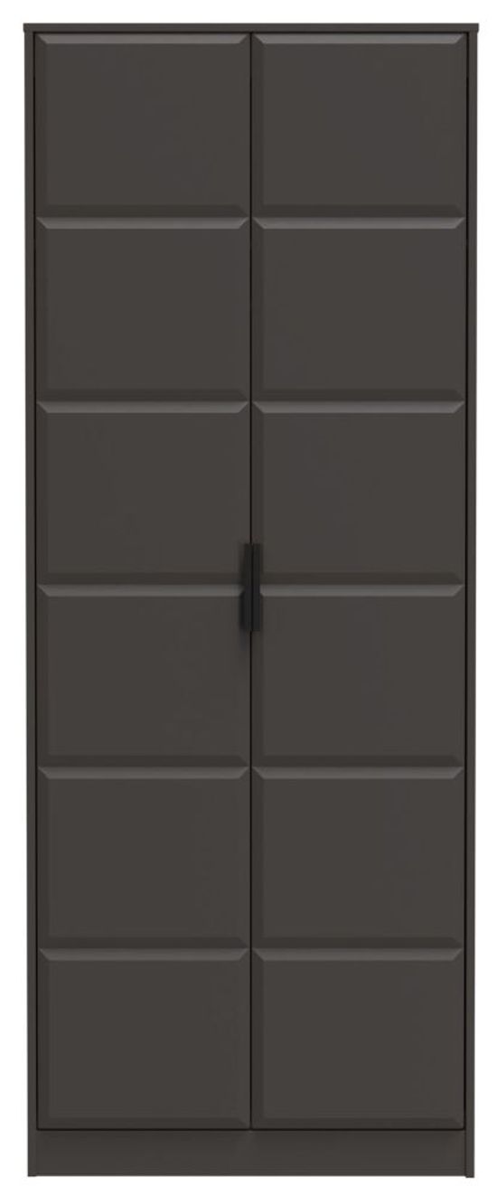 New York Graphite 2 Door Plain Tall Wardrobe