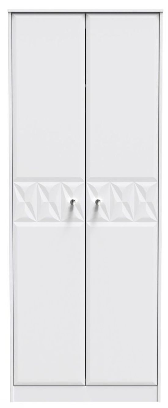 Pixel White 2 Door Plain Tall Wardrobe