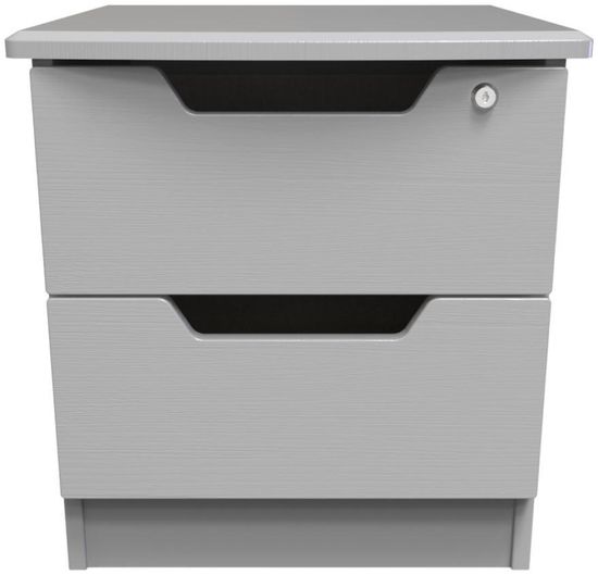 Bella Grey Ash 2 Drawer Bedside Cabinet with Lock