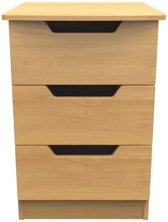 Bella Oak Effect 3 Drawer Bedside Cabinet