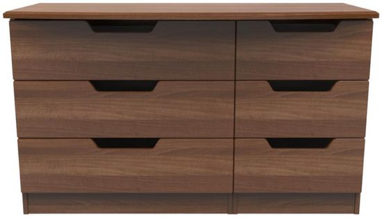 Bella Walnut Effect 6 Drawer Midi Dresser