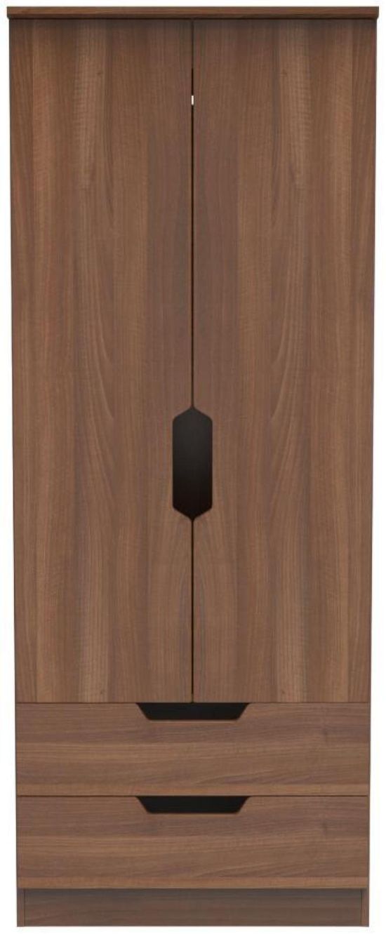Bella Walnut Effect 2 Door 2 Drawer Double Wardrobe