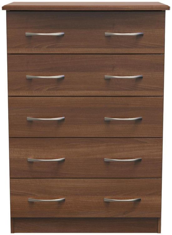 Eve Walnut Effect 5 Drawer Chest
