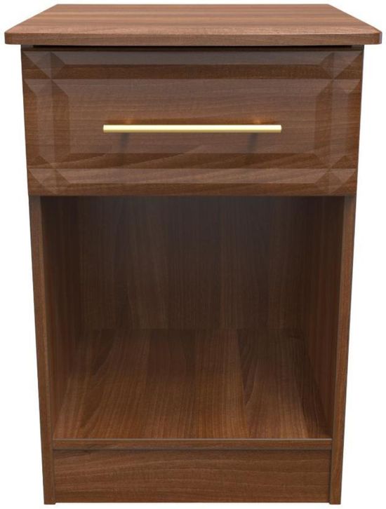 Faye Walnut Effect 1 Drawer Bedside Cabinet