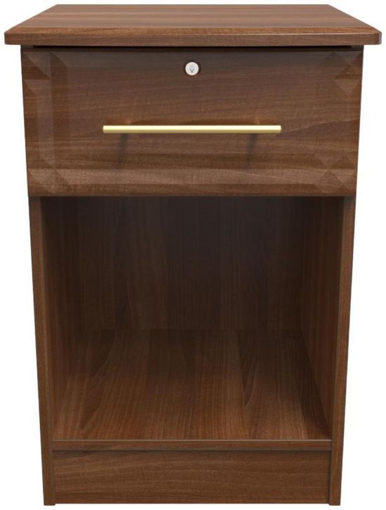 Faye Walnut Effect 1 Drawer Bedside Table with Lock