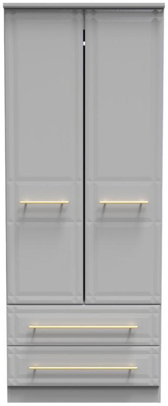 Faye Grey Ash 2 Door 2 Drawer Double Wardrobe