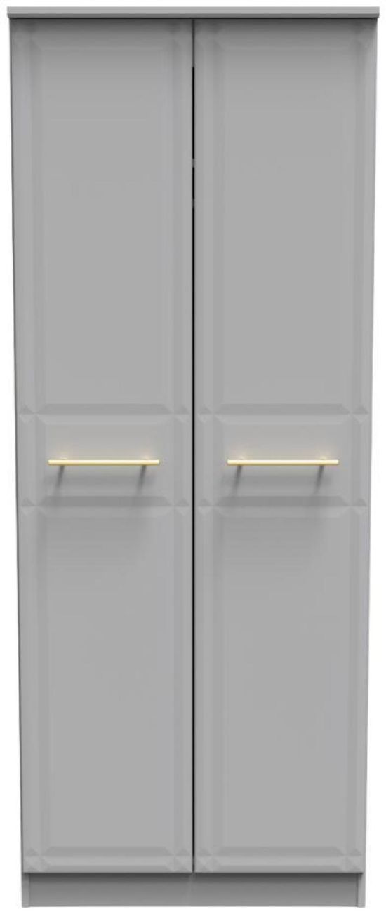 Faye Grey 2 Door Plain Tall Wardrobe