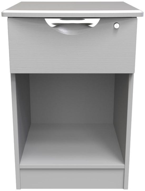 Flora Grey Ash 1 Drawer Bedside Table with Lock