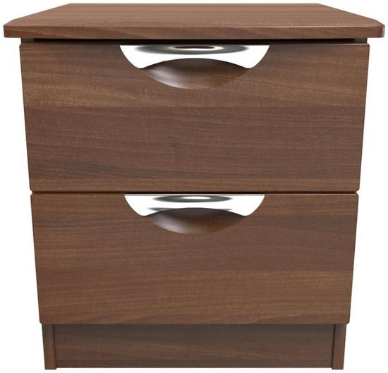 Flora Walnut Effect 2 Drawer Bedside Cabinet