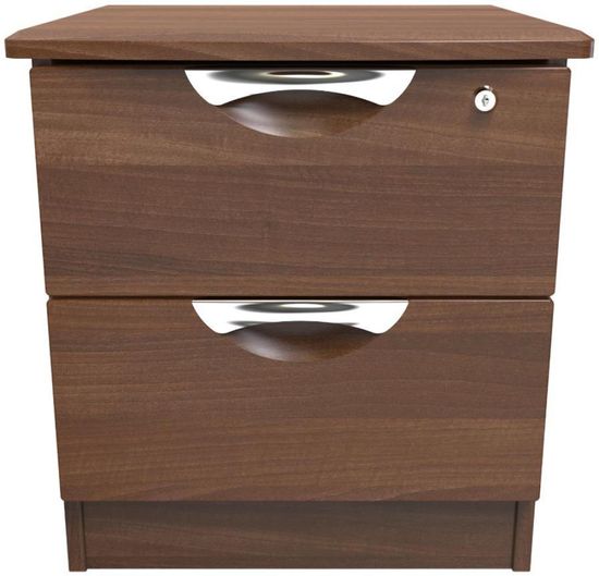 Flora Walnut Effect 2 Drawer Bedside Cabinet with Lock