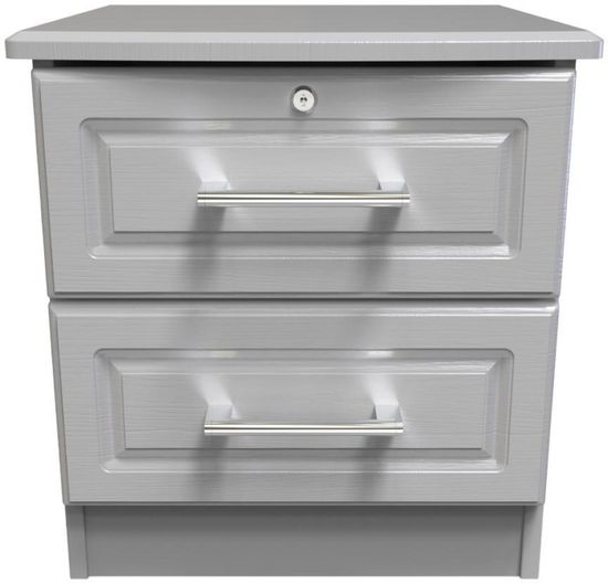 Gina Grey Ash 2 Drawer Bedside Cabinet with Lock