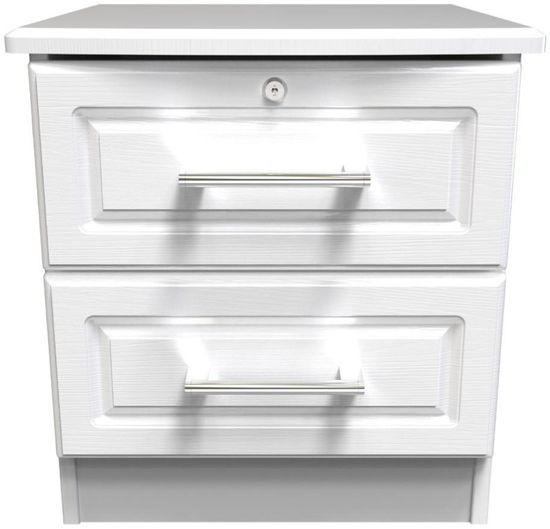 Gina White 2 Drawer Bedside Cabinet with Lock