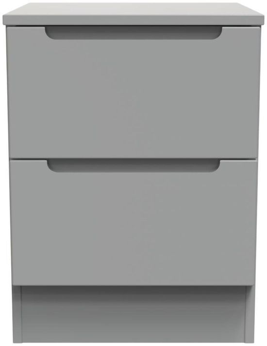 Milan Grey 2 Drawer Bedside Cabinet