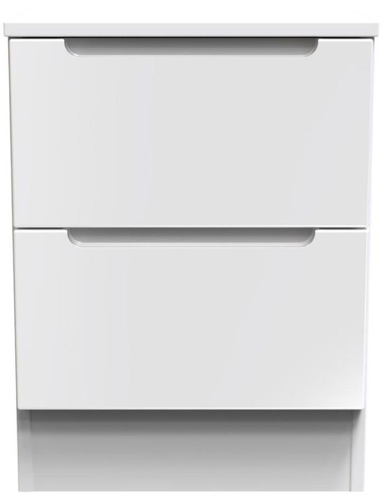 Milan White Gloss 2 Drawer Bedside Cabinet