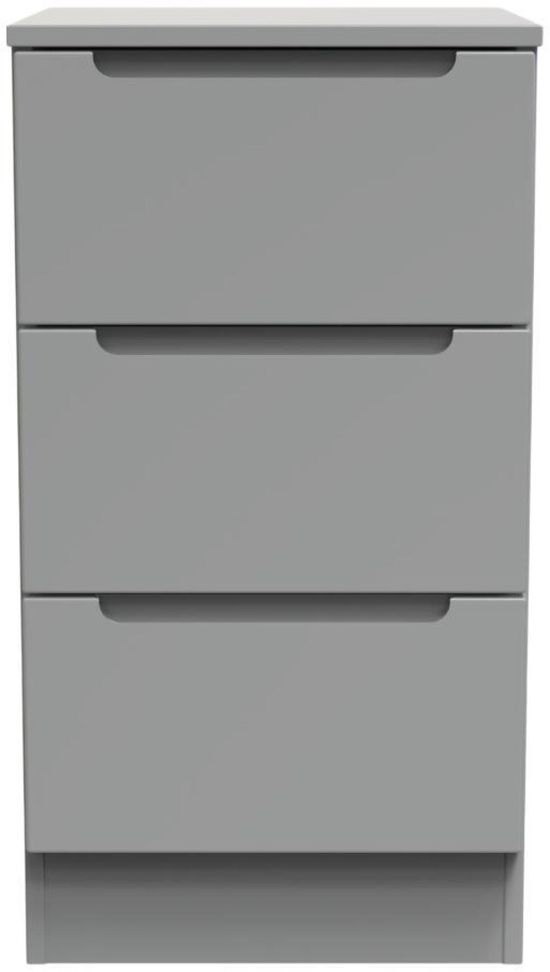 Milan Grey 3 Drawer Bedside Cabinet