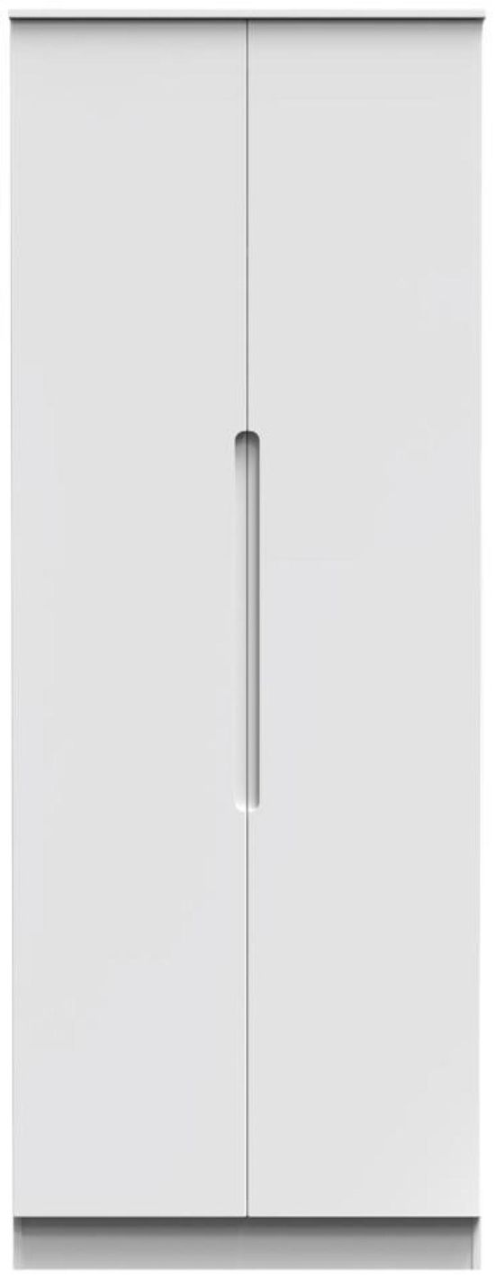 Milan White Gloss 2 Door Plain Tall Wardrobe